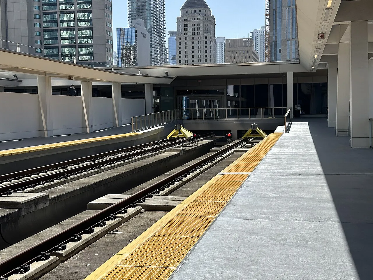 New Tri Rail Station Downtown Miami FL 7 Feb 2024 - Skyline in distance