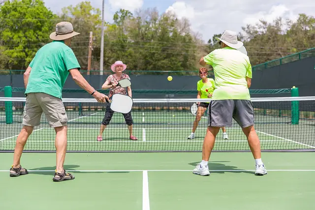 A doubles rally in The Villages, Florida.