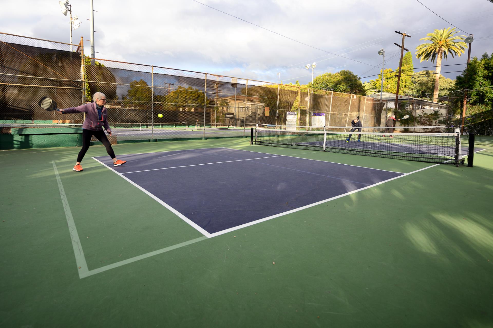 Outdoor pickleball court at Plummer Park in West Hollywood